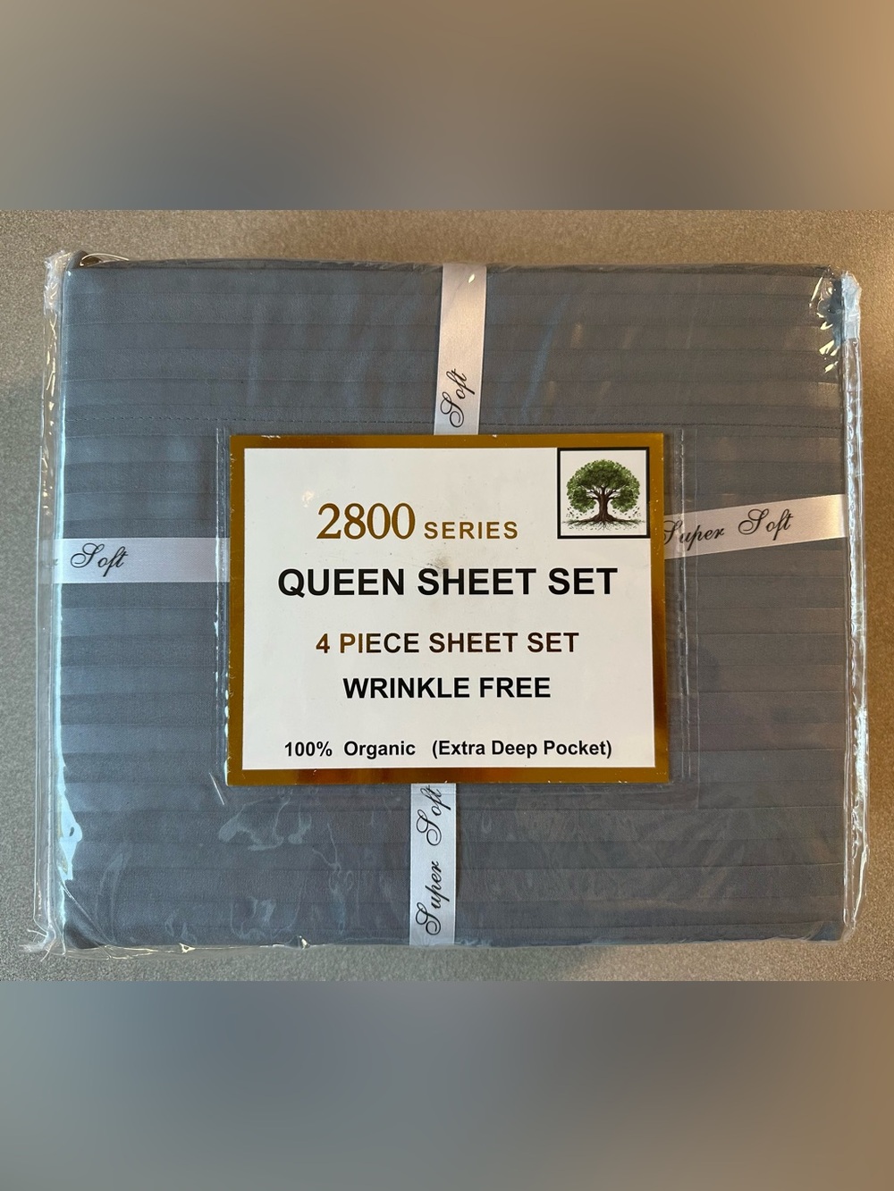 100% Organic Cotton Percale Queen Size Sheet Set - NIP